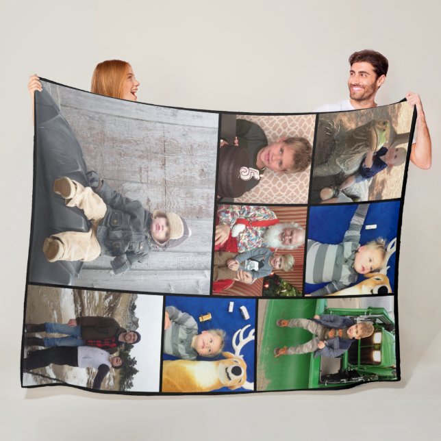 Family Photo Collage 8 Photos Fleece Blanket (In Situ)