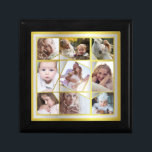 Family Photo Collage 9 Instagram Pic Gold Silver Gift Box<br><div class="desc">This modern family photo collage is easy to personalize with 9 photos: 5 square,  2 vertical,  and 2 horizontal. Just use the easy templates. The design has a geometric faux gold / silver look. Celebrate your family with this simply chic,  personalized design!</div>