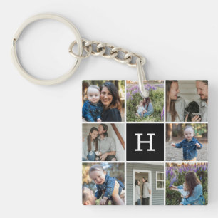 Family Photo Collage and Monogram Keychain
