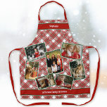 Family Photo Collage and Name Christmas Plaid Apron<br><div class="desc">Celebrate Christmas Memories with a keepsake Family Photo Collage Christmas Apron with a Tartan Plaid background, Snowflakes and 2 places to add personalized text for your name and your family name. Look for coordinating kitchen towels, pillows and a large variety of other Christmas items that coordinate with this holiday apron....</div>