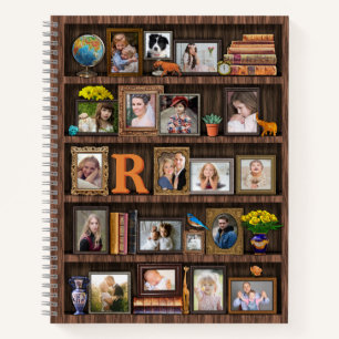 Family Photo Collage Antique Bookcase Personalized Notebook