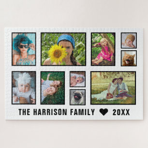 Family Photo Collage Black and White Custom Easy Jigsaw Puzzle
