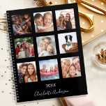 Family photo collage black monogram 2025 planner<br><div class="desc">Make your own unique family photo collage as a gift for your mom, wife or yourself. Use four, 9 of your favourite photos of your family, friends, dream travel destination or pet! Personalize and add a name and a year. The name is written with a modern hand lettered style script....</div>