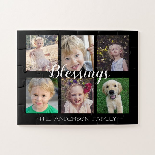Family Photo Collage Blessings Jigsaw Puzzle (Horizontal)