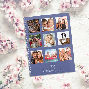 Family photo collage blue monogram 2023 planner