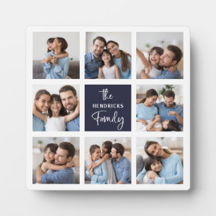 Family Photo Collage   Chic Modern Script Plaque