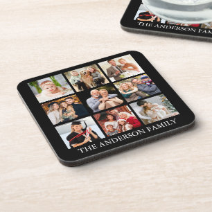 Family Photo Collage - Choose Your Color Coaster