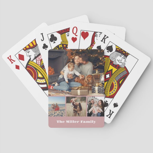 Family Photo Collage Classic Playing Cards (Back)