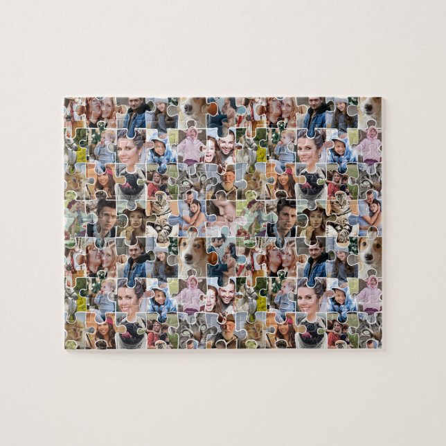 Family Photo Collage Custom 24 Pic Jigsaw Shape Jigsaw Puzzle (Horizontal)