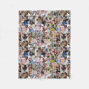 Family Photo Collage Custom 24 Pic Puzzle Shape Fleece Blanket