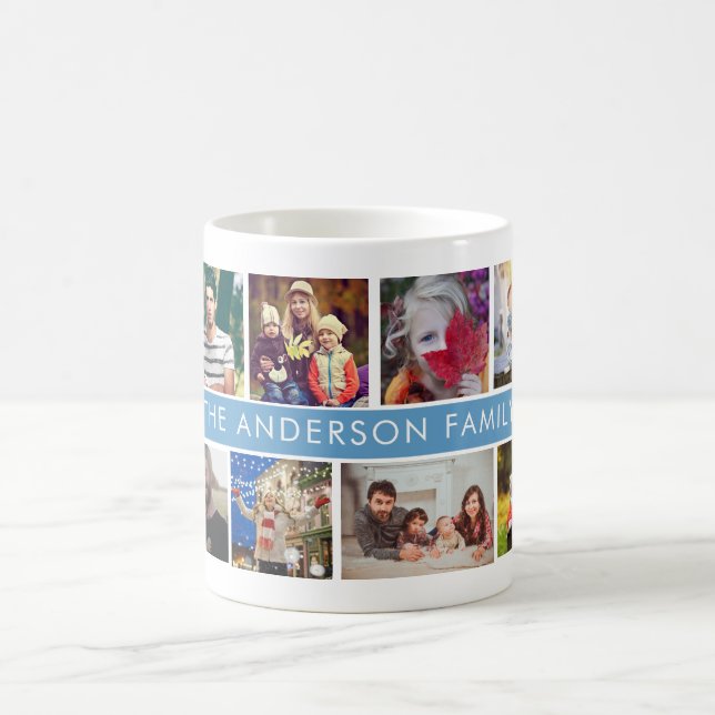 Family Photo Collage Custom Name Text Kids Mom Dad Coffee Mug (Center)