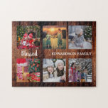 Family photo collage family name rustic jigsaw puzzle<br><div class="desc">Family name,  custom photo collage jigsaw puzzle
You can personalize it and add your most beautiful photos,  family name and text. Great fun !</div>
