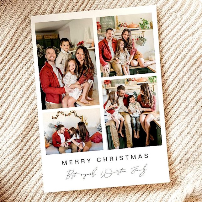Family Photo collage Festive Christmas Holiday Card (Creator Uploaded)