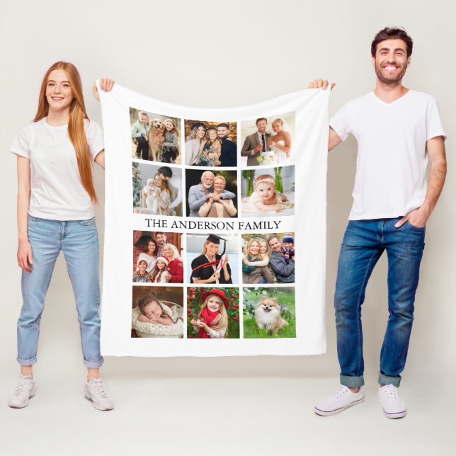 Family Photo Collage Fleece Blanket (In Situ)