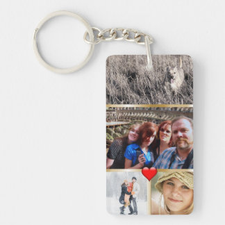 Family Photo Collage for Mothers Day Gold Heart Keychain
