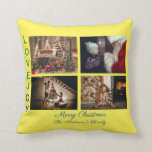 Family Photo Collage Four Photos Merry Christmas Throw Pillow<br><div class="desc">Family Photo Collage Four Photos Merry Christmas Multi Photo Throw Pillow</div>