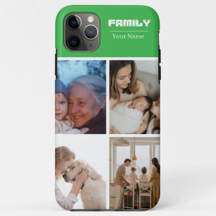 Family Photo Collage GREEN 4 Picture iPhone 11 Pro Max Case