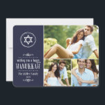 Family Photo Collage Hanukkah Card<br><div class="desc">Cute modern Hanukkah holiday photo card design features a photo collage with space for three of your family photos with a Star of David and sketched details for a handmade feel. Handwriting typography reads Wishing you a happy Hanukkah. Personalize the design with your family's name and the year. Click the...</div>