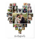 Family Photo Collage Heart 25 Pictures Name White