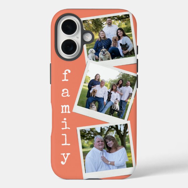 Family Photo Collage Instant Camera Frame Coral Case-Mate iPhone Case (Back)