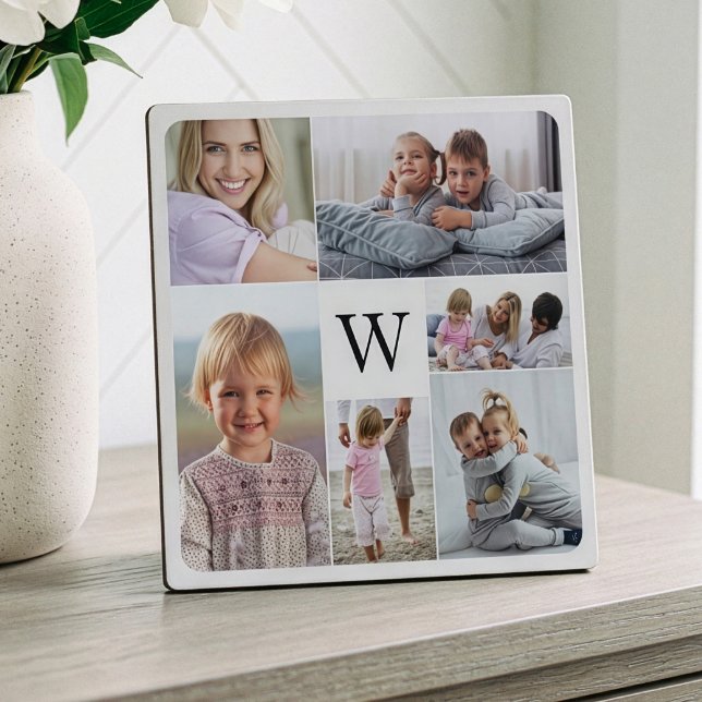 Family Photo Collage Keepsake Monogram Plaque (Family Photo Collage Keepsake Monogram Plaque)