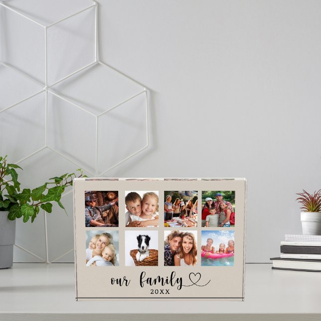 Family photo collage love heart script taupe (Creator Uploaded)