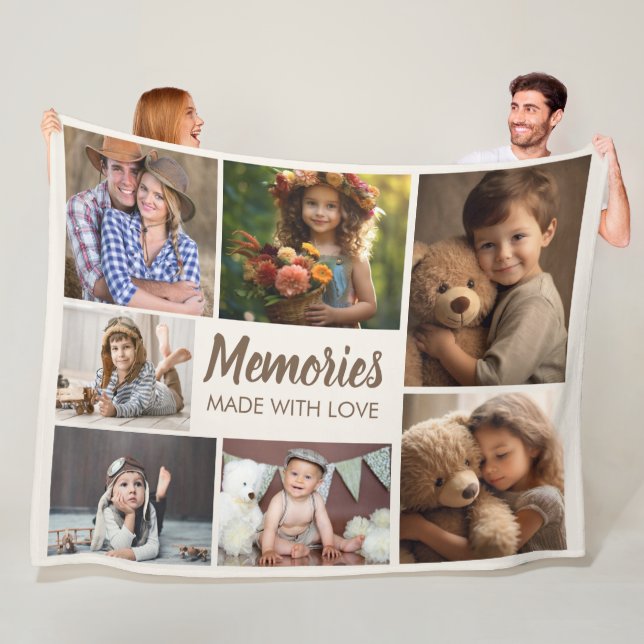 Family Photo Collage Memories Love Fleece Blanket (In Situ)