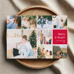 Family Photo Collage Merry And Bright Christmas Holiday Card<br><div class="desc">**Introducing Our Merry & Bright Family Christmas Card: A Celebration of Love and Joy** This holiday season, share the warmth of your family's love and the joy of your most cherished moments with our Merry & Bright Family Christmas Card. This beautifully designed card features a heartwarming 11-square photo collage layout,...</div>