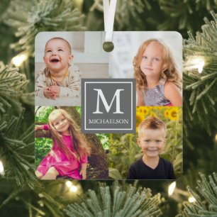Family Photo Collage Metal Ornament