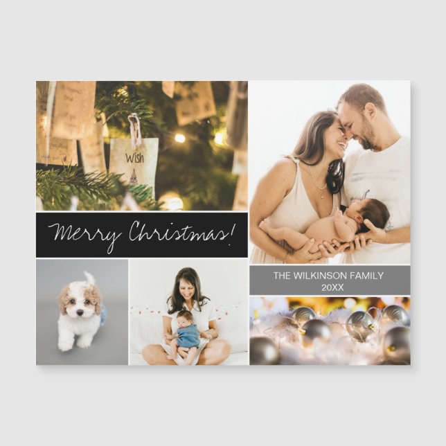 Family Photo Collage Modern Merry Christmas (Front)