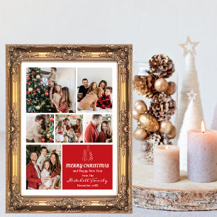 Family Photo Collage, Modern, Minimalist Christmas Holiday Card