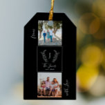 Family photo collage monogram name personalized gift tags<br><div class="desc">Custom monogram and name with family established year 2 photo elegant simple black and white create your own gift tag for Christmas,  family birthday,  anniversary,  new home housewarming or Thanksgiving.</div>
