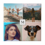 Family Photo Collage Monogram Tile<br><div class="desc">Beautiful custom photo tile for your home featuring four of your favourite family photographs and monogram.</div>