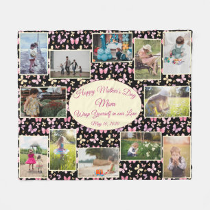 Family Photo Collage Mothers Day Template Fleece Blanket