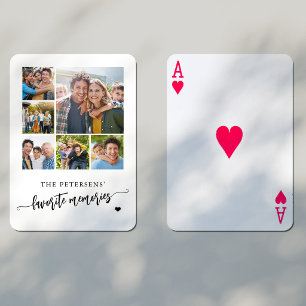Family photo collage name personalized playing cards