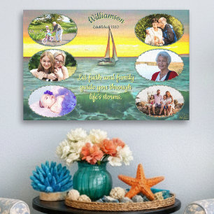Family Photo Collage Ocean Sunset 0884 Art Canvas Print