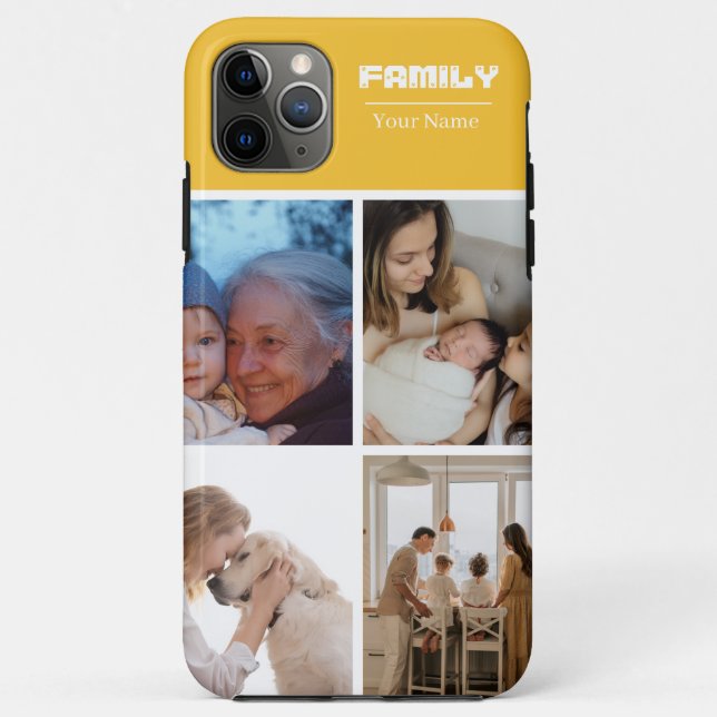 Family Photo Collage orange  4 Picture  Case-Mate iPhone Case (Back)
