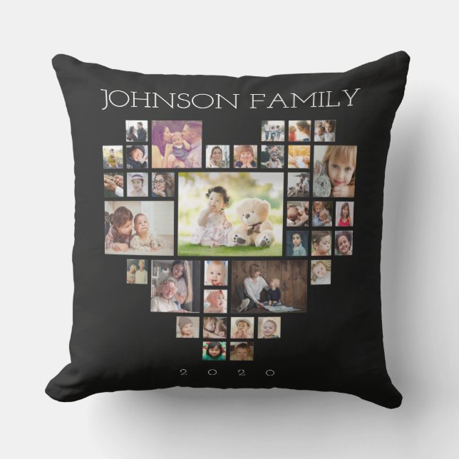 Family Photo Collage (Personalize Photo & Text) Outdoor Pillow (Front)