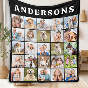Family Photo Collage Personalized Instagram Photos Fleece Blanket