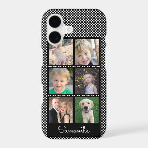 Family Photo Collage Pink with White Dots