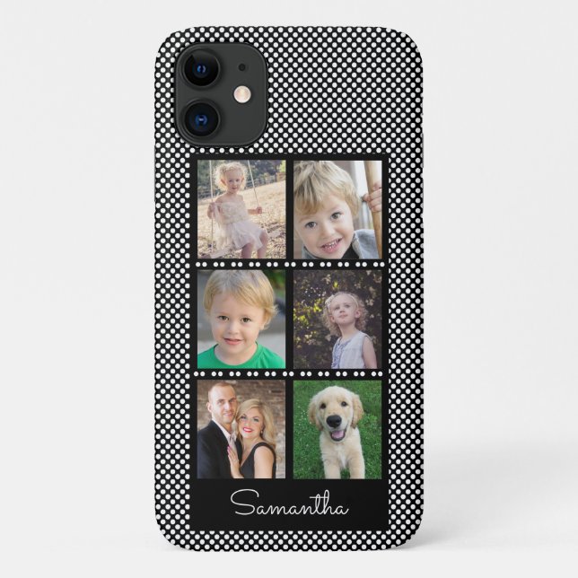 Family Photo Collage Pink with White Dots Case-Mate iPhone Case (Back)