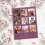 Family photo collage plum name script 2025 planner<br><div class="desc">Make your own unique family photo collage as a gift for your mom, wife or yourself. Use four, 9 of your favourite photos of your family, friends, dream travel destination or pet! Personalize and add a name and a year. The name is written with a modern hand lettered style script....</div>