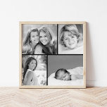 Family Photo Collage Poster<br><div class="desc">Beautiful personalized poster with 4 of your custom family photos arranged in a square grid photo collage. Add your favourite family photos and create a beautiful keepsake canvas art print. Click Customize It to move photos around, add text, and customize fonts and colours. Great gift for family, friends, parents and...</div>