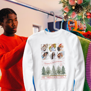 Family Photo Collage Retro Vintage Merry Christmas Sweatshirt