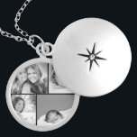 Family Photo Collage Silver Plated Necklace<br><div class="desc">Beautiful personalized locket necklace with 4 of your custom family photos arranged in a square grid photo collage. Add your favourite family photos and create a beautiful keepsake canvas art print. Click Customize It to move photos around, add text, and customize fonts and colours. Great gift for family, friends, parents...</div>