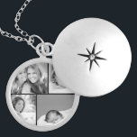 Family Photo Collage Silver Plated Necklace<br><div class="desc">Beautiful personalized locket necklace with 4 of your custom family photos arranged in a square grid photo collage. Add your favourite family photos and create a beautiful keepsake canvas art print. Click Customize It to move photos around, add text, and customize fonts and colours. Great gift for family, friends, parents...</div>