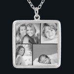 Family Photo Collage Silver Plated Necklace<br><div class="desc">Beautiful personalized necklace with 4 of your custom family photos arranged in a square grid photo collage. Add your favourite family photos and create a beautiful keepsake canvas art print. Click Customize It to move photos around, add text, and customize fonts and colours. Great gift for family, friends, parents and...</div>