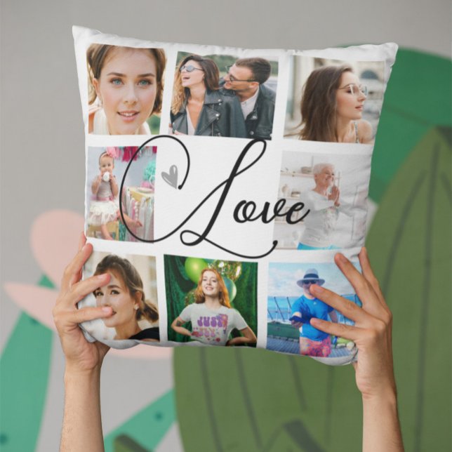 Family Photo Collage Simple Love  Throw Pillow (Creator Uploaded)
