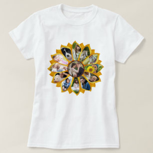 Family Photo Collage Sunflower 13 Pictures Easy T-Shirt