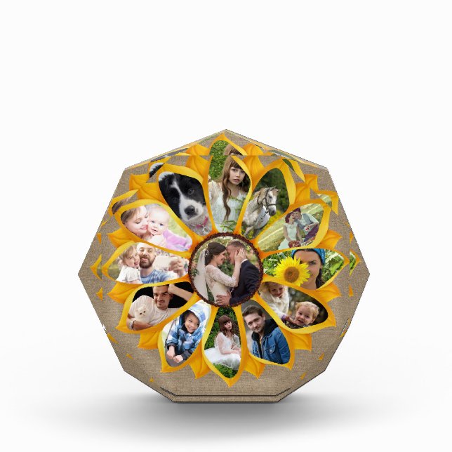 Family Photo Collage Sunflower Burlap 13 Pics Easy (Front)